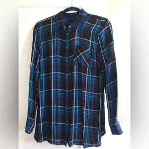 Talbots Black and Blue Plaid Casual Shirt